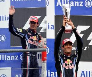 yapboz Mark Webber - Red Bull - Spa-Francorchamps, Belçika Grand Prix 2010 (2 sıra)